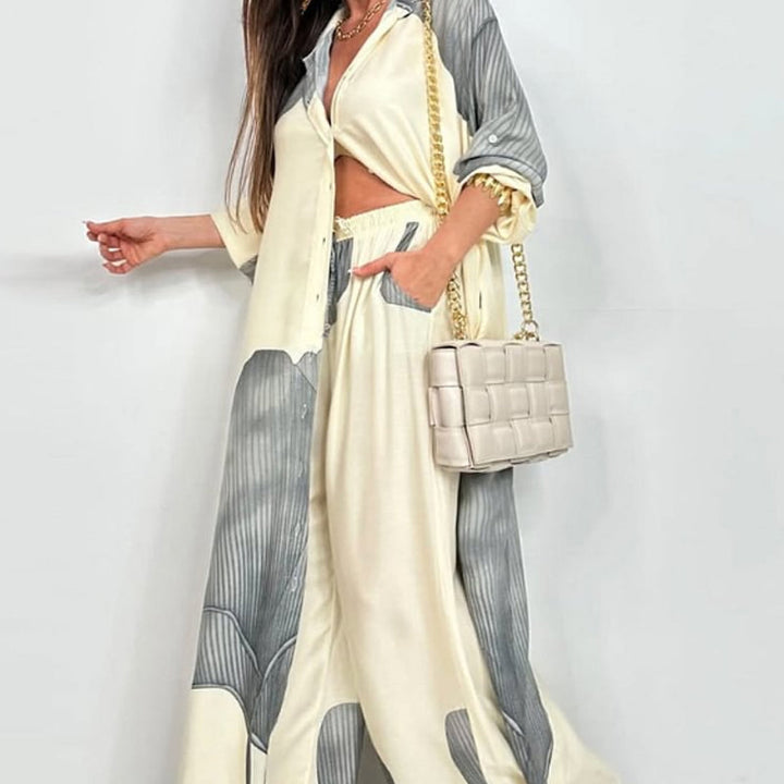 Dionicia - Elegante Camisa Abotonada y Pantalón con Cordón