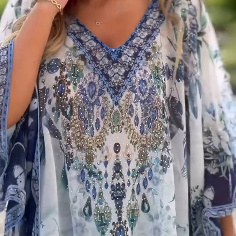 Joleena - Vestido Holgado Asimétrico Con Cuello En V