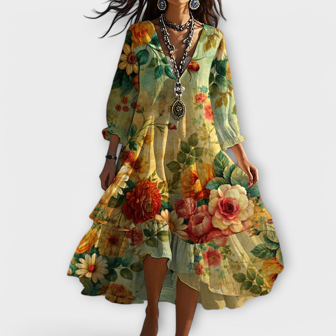 Aida - Elegante Vestido Midi Estampado Floral