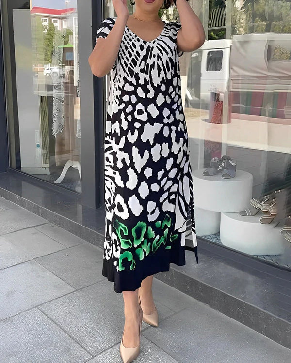 Aliki - Vestido Informal Estampado De Manga Corta