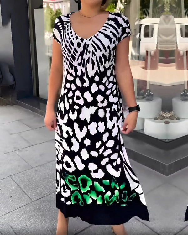 Aliki - Vestido Informal Estampado De Manga Corta
