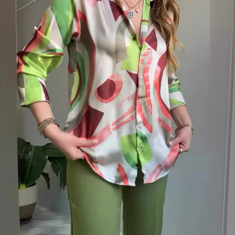 Enid - Camisa y Pantalones Estampados Informales