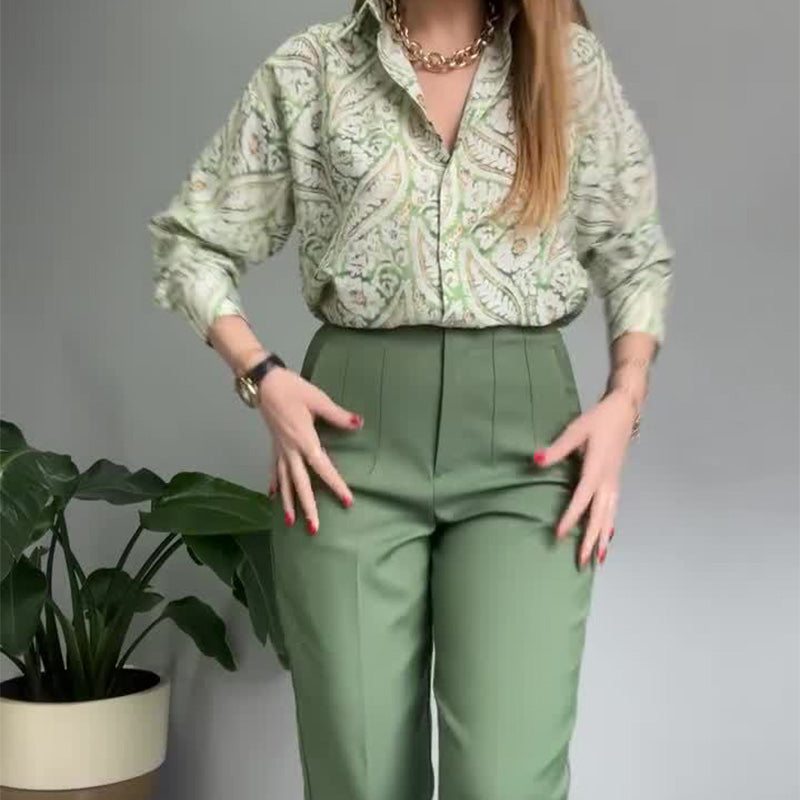 Enid - Camisa y Pantalones Estampados Informales