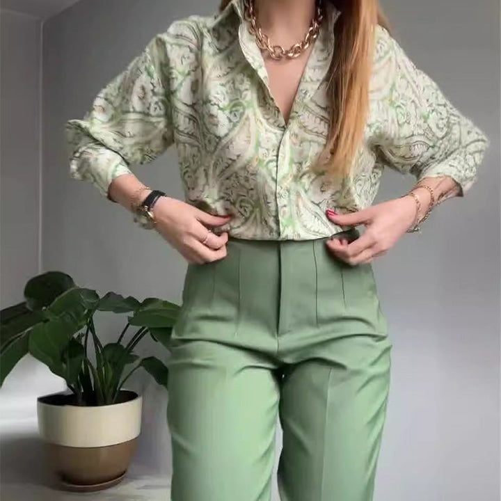 Enid - Camisa y Pantalones Estampados Informales