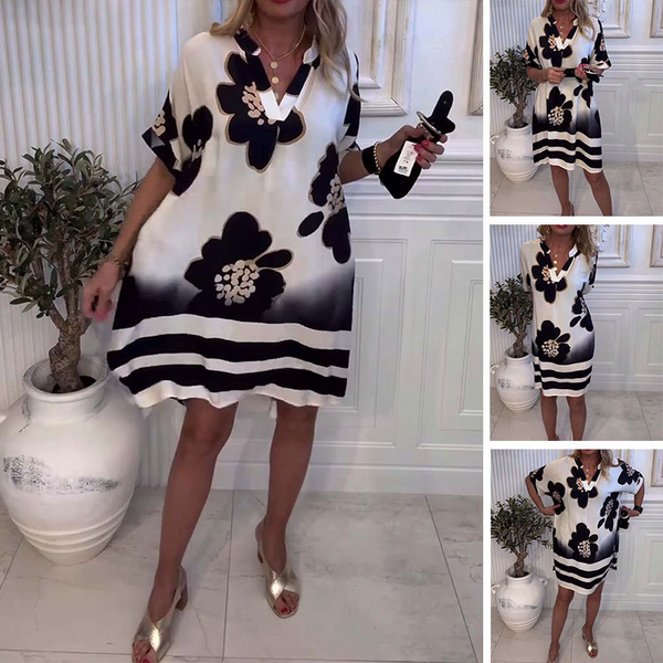Yarina - Vestido Holgado con Estampado y Escote en V profundo