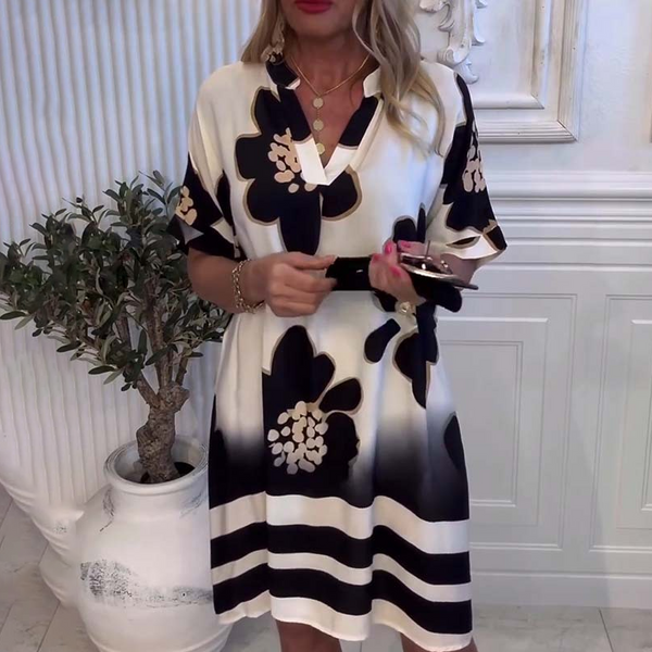 Yarina - Vestido Holgado con Estampado y Escote en V profundo