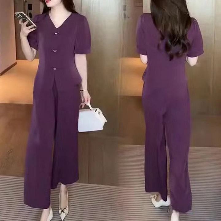 Eseniya - Elegante Conjunto De Dos Piezas De Manga Corta