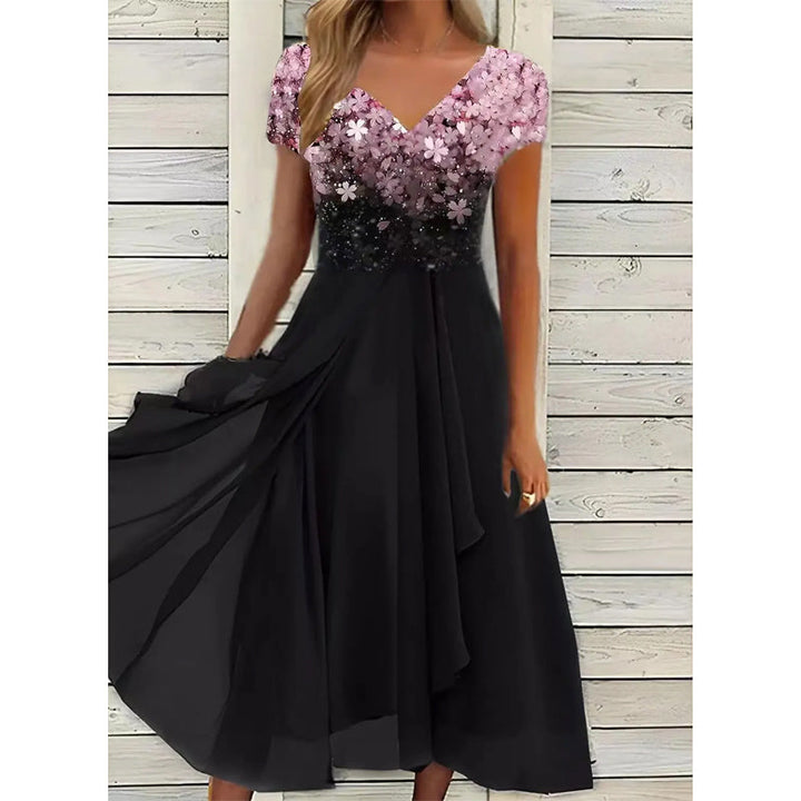 Doina - Elegante Cuello en V Vestido Con Impresión