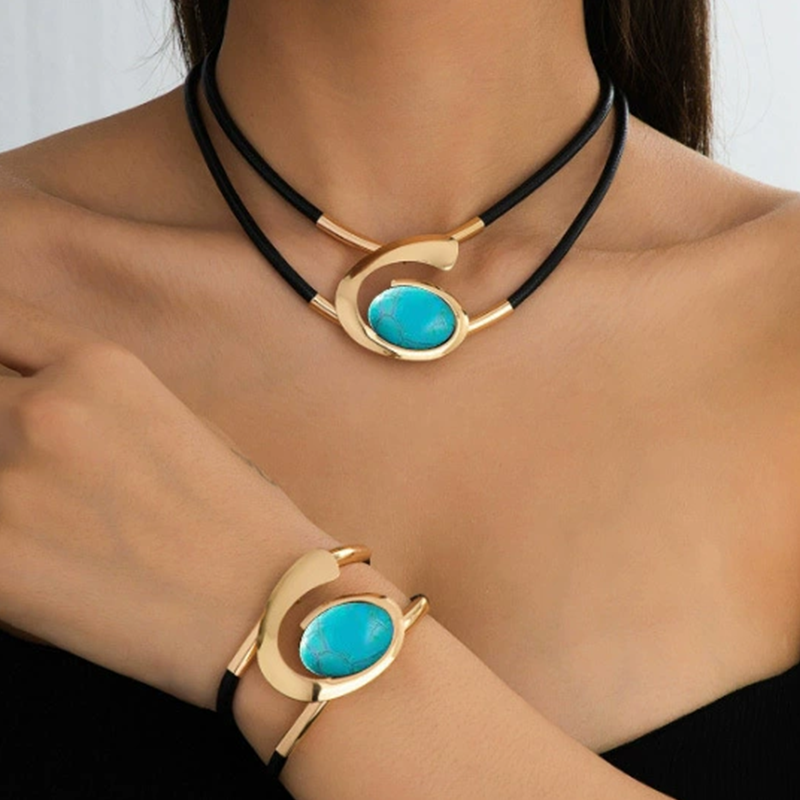 Brisia - Conjunto De Collar Y Pulsera Boho Vintage