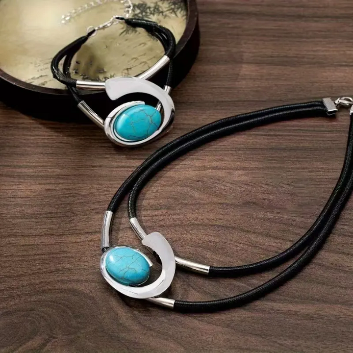 Brisia - Conjunto De Collar Y Pulsera Boho Vintage