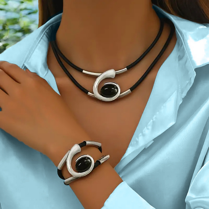 Brisia - Conjunto De Collar Y Pulsera Boho Vintage