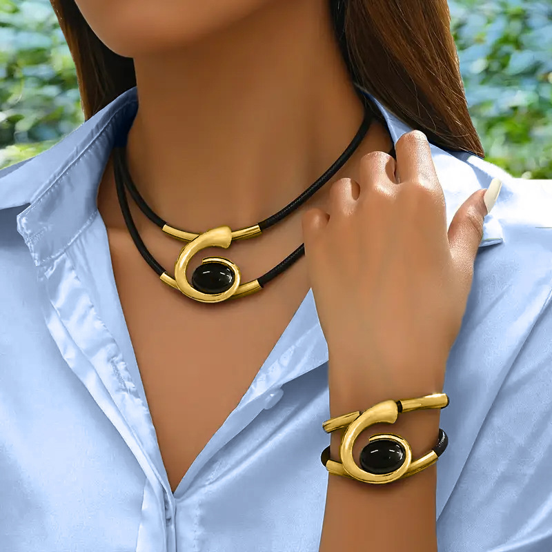 Brisia - Conjunto De Collar Y Pulsera Boho Vintage