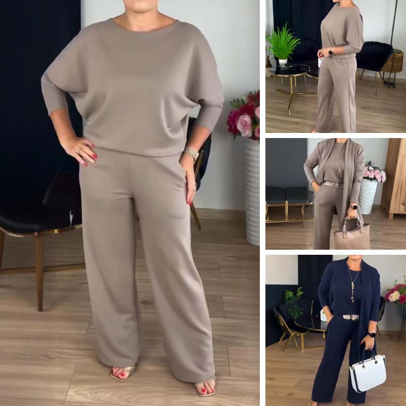 Mouna - Elegante Conjunto De 3 Piezas Con Cárdigan Largo