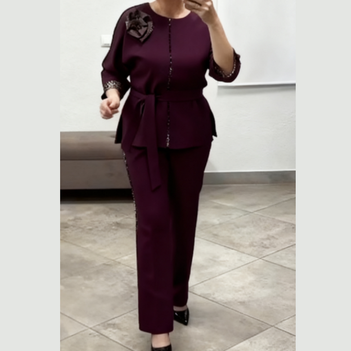Ivanka - Elegante Conjunto De Dos Piezas Con Estampado De Leopardo