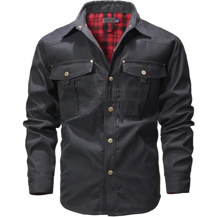 Elkan - Chaqueta Western Con Forro de Franela y Botones a Presión