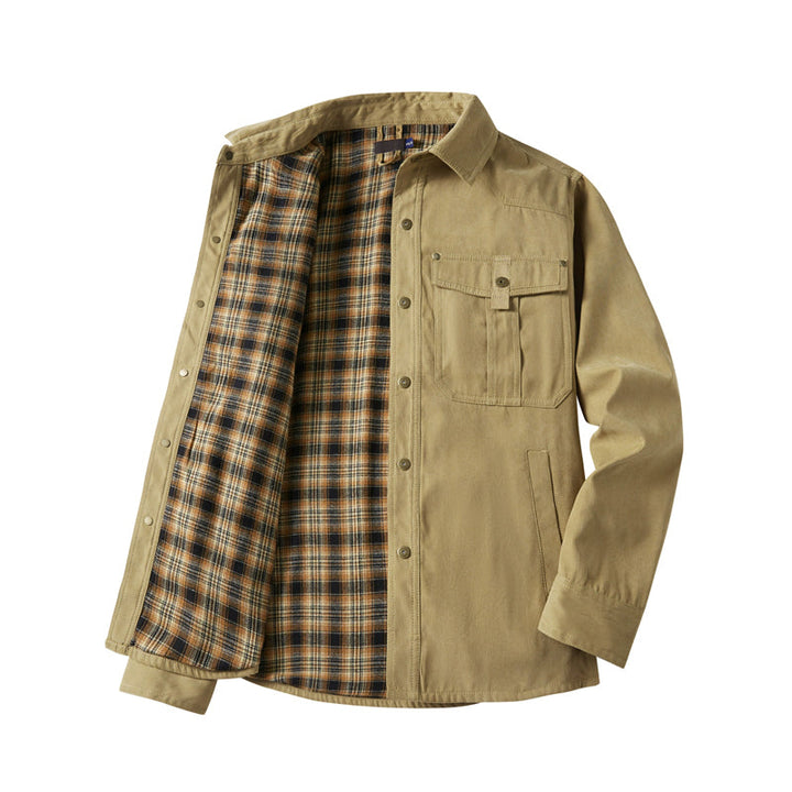 Elkan - Chaqueta Western Con Forro de Franela y Botones a Presión