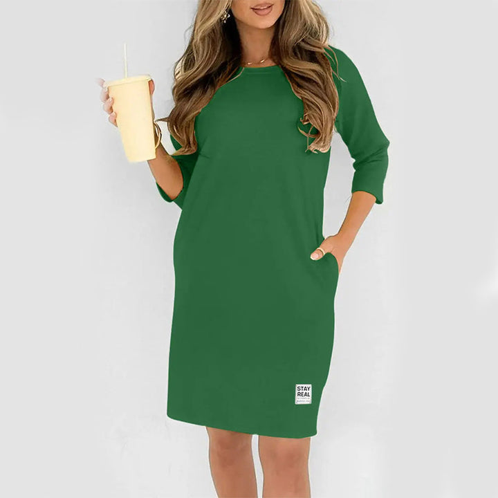 Sidsel - Elegante Vestido Camiseta Con Cuello Redondo