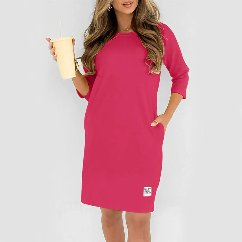 Sidsel - Elegante Vestido Camiseta Con Cuello Redondo