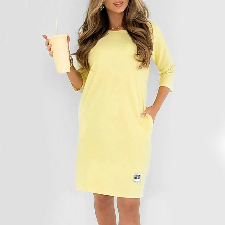 Sidsel - Elegante Vestido Camiseta Con Cuello Redondo