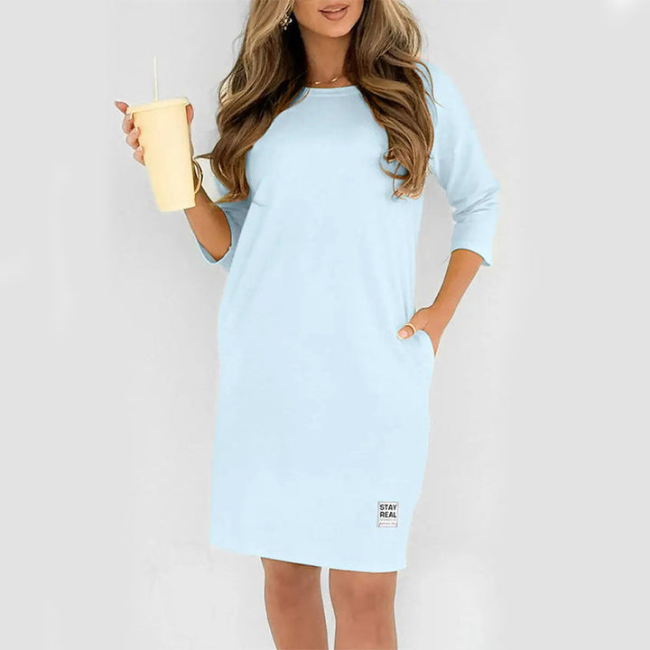 Sidsel - Elegante Vestido Camiseta Con Cuello Redondo