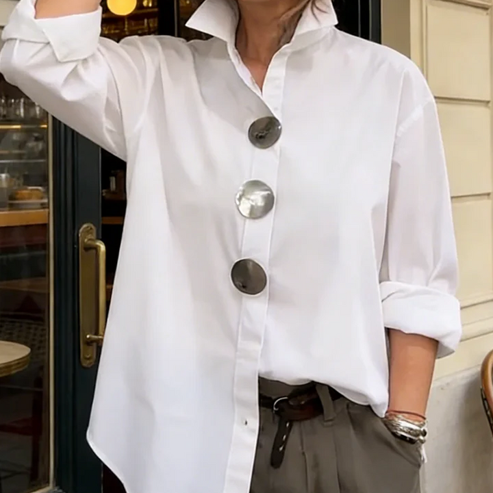 Cvijeta - Blusa Talla Grande Con Botones Metálicos Grandes