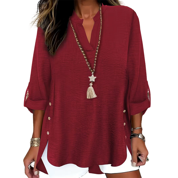 Estefany - Camiseta Informal De Manga Corta Con Botón