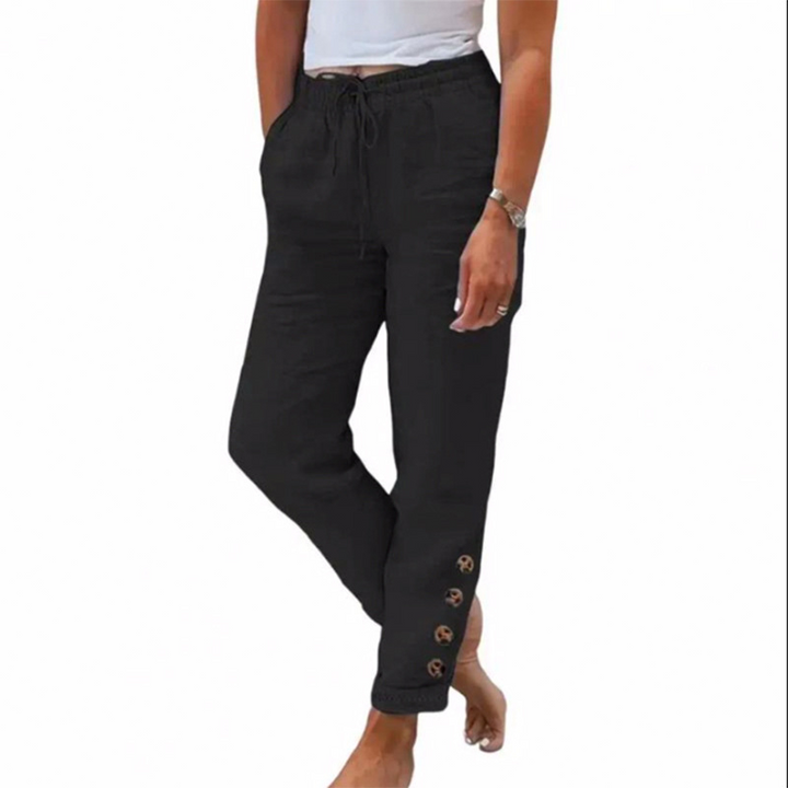 Skylie - Pantalones Elegantes Con Cordón en La Cintura Y Botón