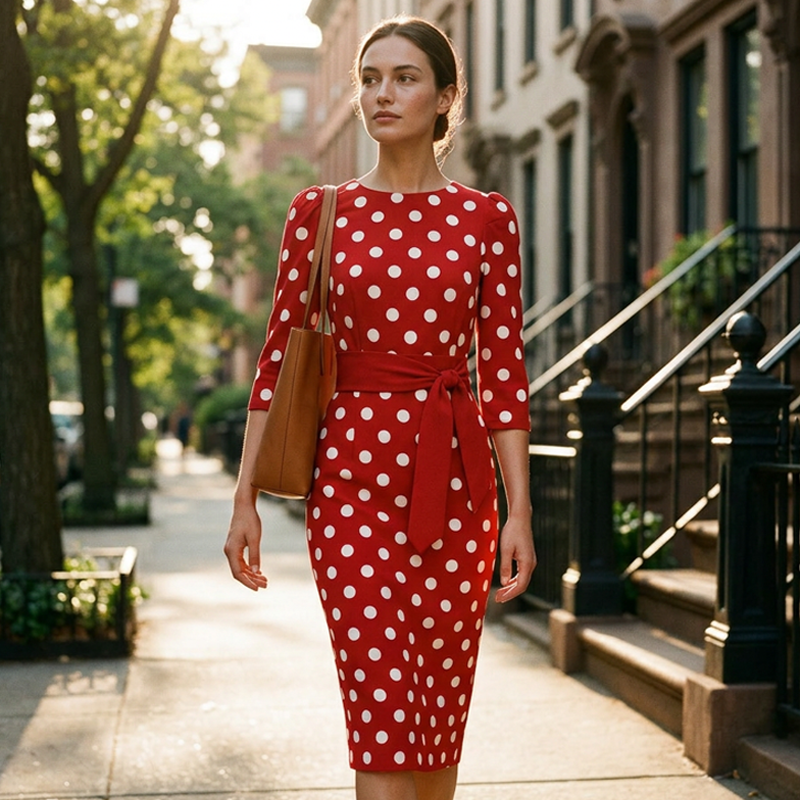 Konila - Elegante Vestido Retro De Lunares
