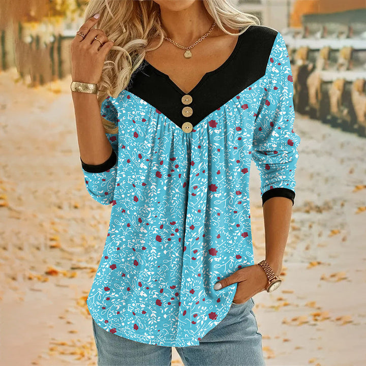 Sheloni - Blusa De Manga Larga Con Estampado Floral Y Botones