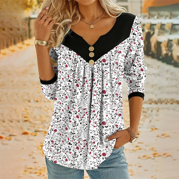 Sheloni - Blusa De Manga Larga Con Estampado Floral Y Botones