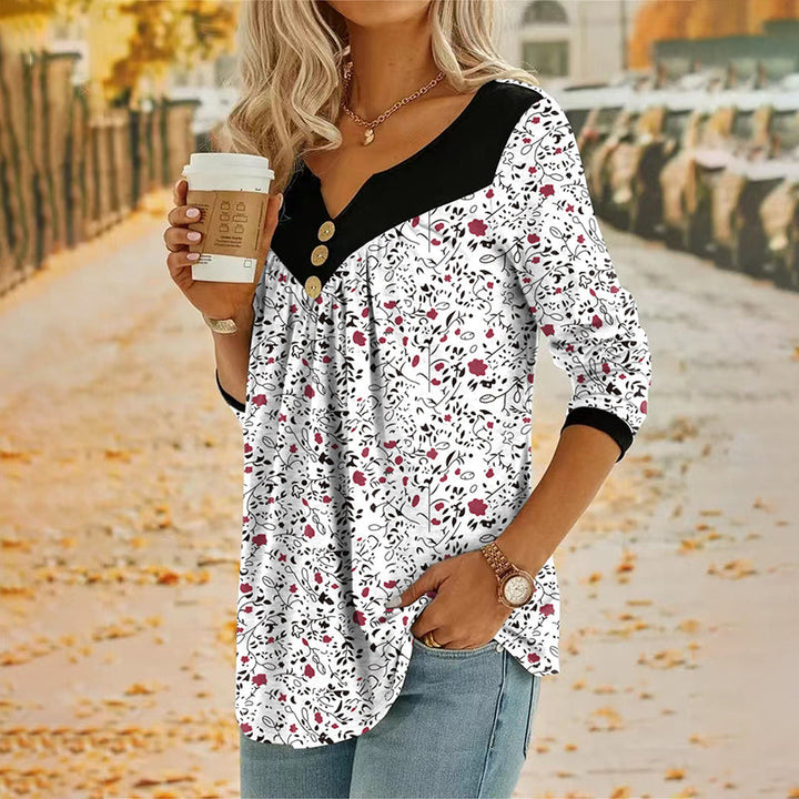 Sheloni - Blusa De Manga Larga Con Estampado Floral Y Botones
