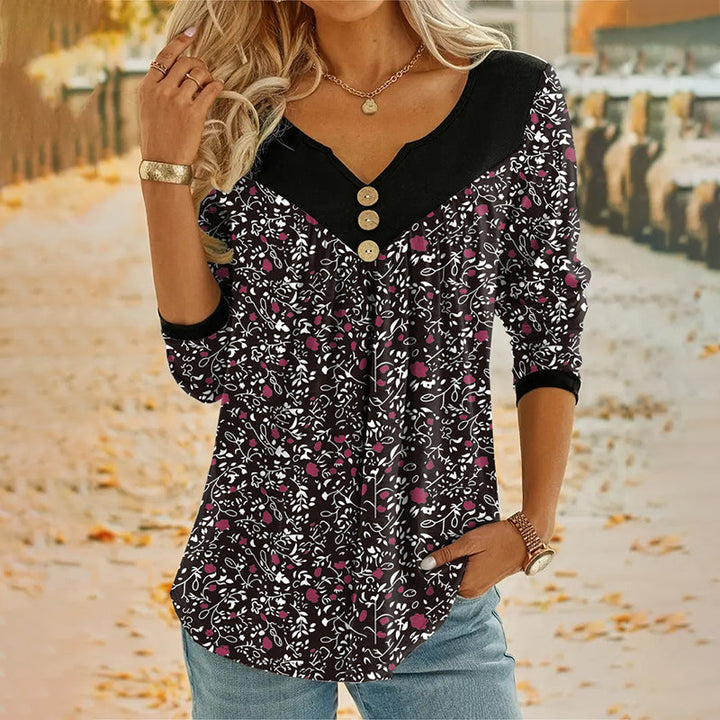 Sheloni - Blusa De Manga Larga Con Estampado Floral Y Botones