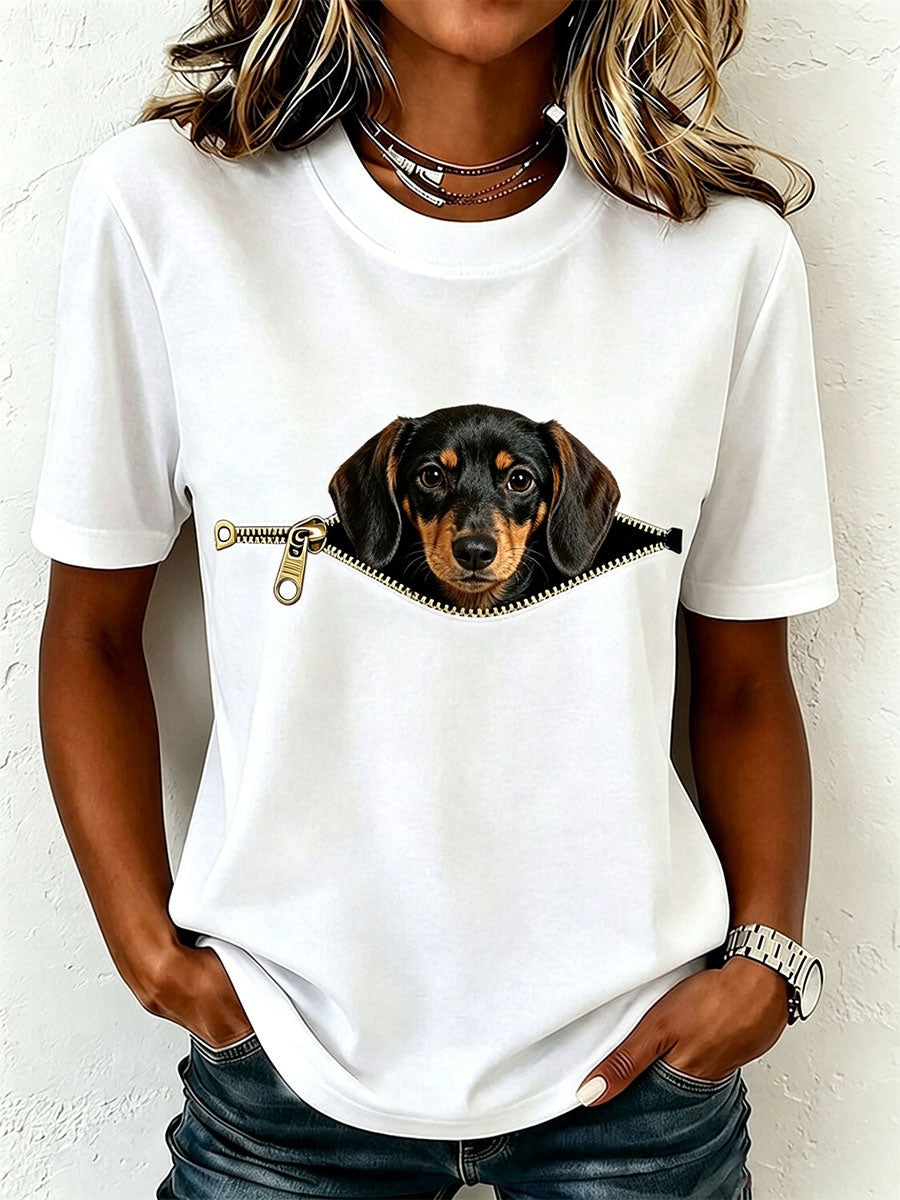 Earcy - Camiseta De Manga Corta Con Diseño De Perro Salchicha