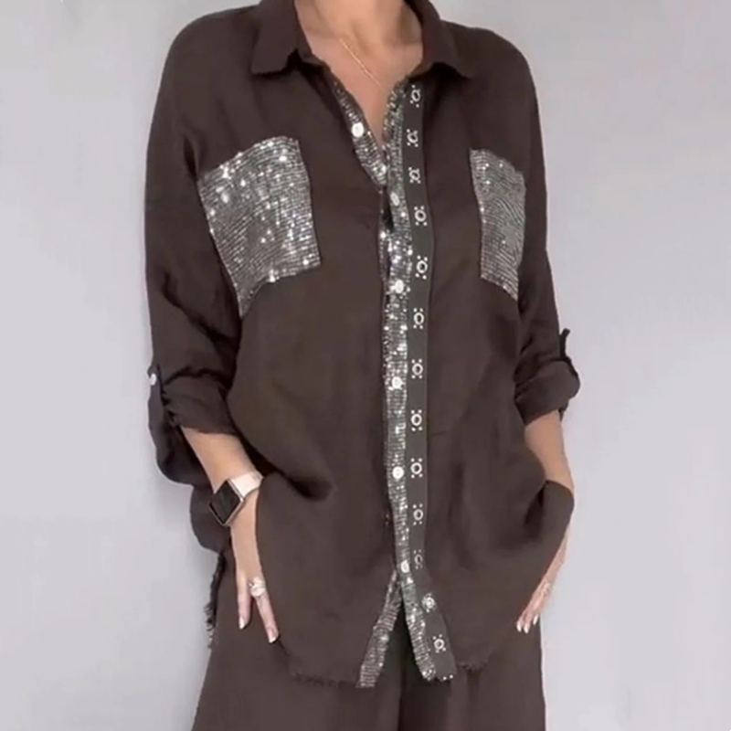 Lizy - Conjunto De Blusa y Pantalones Con Lentejuelas