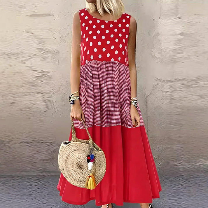 Shezina - Vestido Sin Mangas De Patchwork