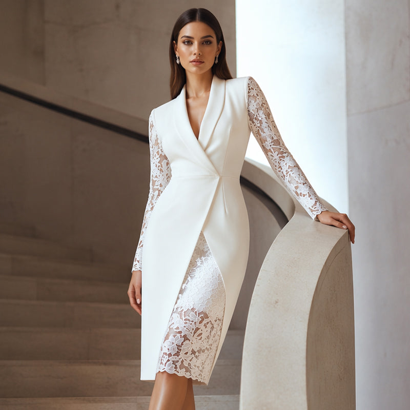 Wenina - Vestido Ceñido Con Mangas De Encaje