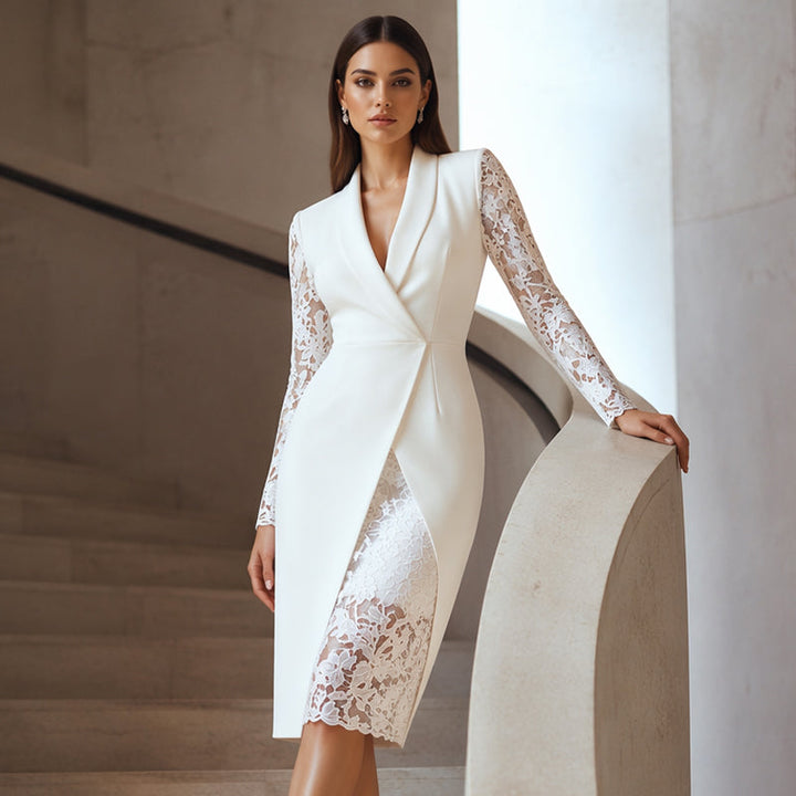 Wenina - Vestido Ceñido Con Mangas De Encaje
