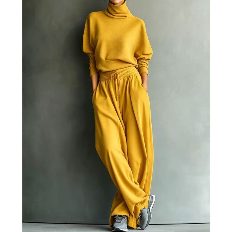 Phylles - Conjunto de Dos Piezas Con Cuello Alto y Pantalones de Pierna Ancha