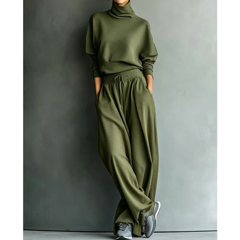 Phylles - Conjunto de Dos Piezas Con Cuello Alto y Pantalones de Pierna Ancha