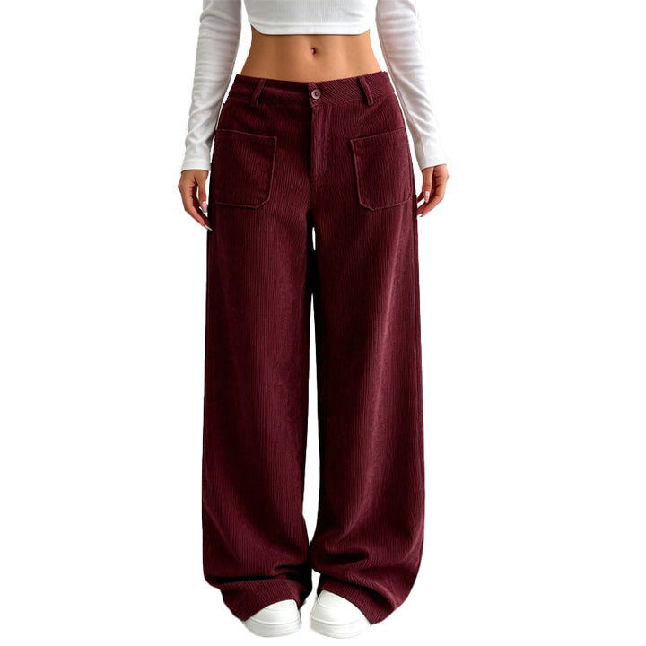 Jina - Pantalones De Corte Ancho Con Bolsillos Delanteros