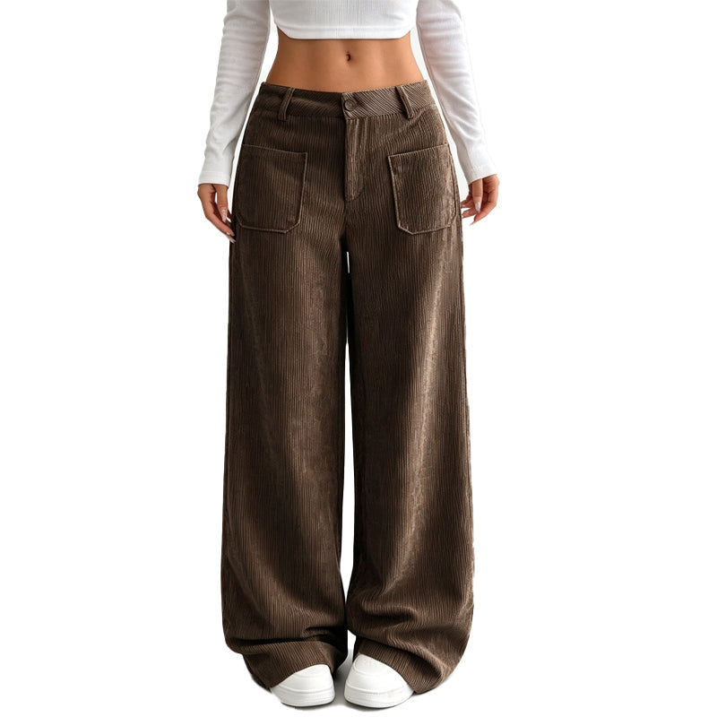 Jina - Pantalones De Corte Ancho Con Bolsillos Delanteros