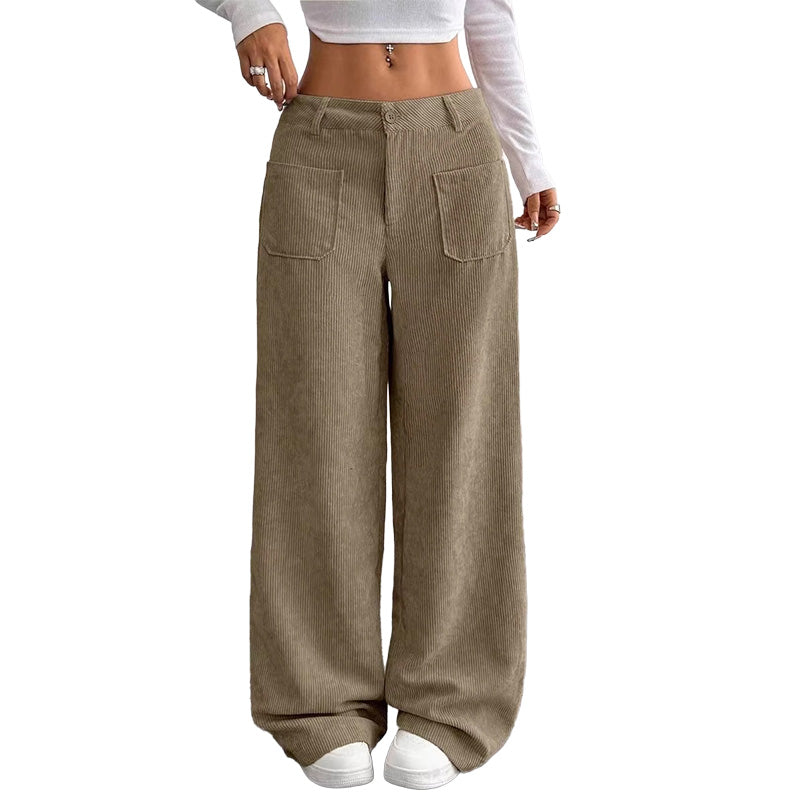 Jina - Pantalones De Corte Ancho Con Bolsillos Delanteros