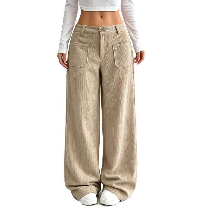 Jina - Pantalones De Corte Ancho Con Bolsillos Delanteros