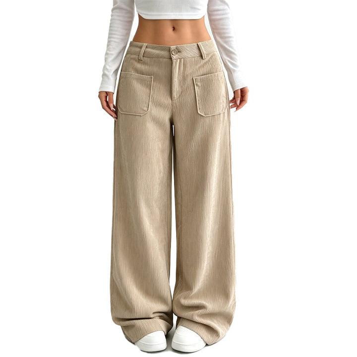 Jina - Pantalones De Corte Ancho Con Bolsillos Delanteros