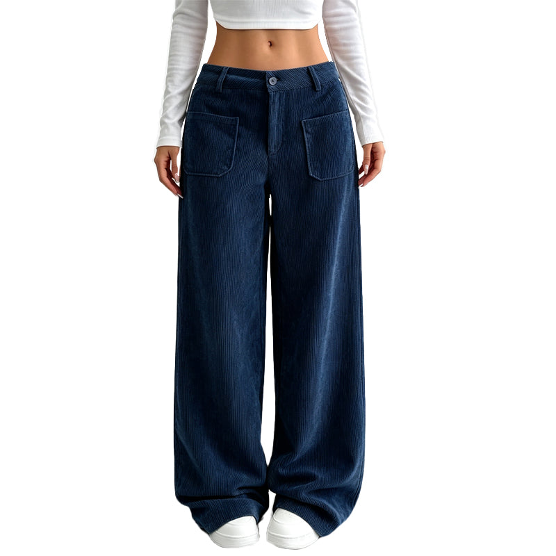 Jina - Pantalones De Corte Ancho Con Bolsillos Delanteros
