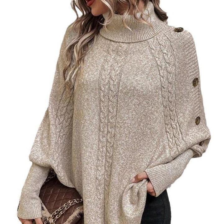 Rylee - Elegante Jersey Tipo Capa Con Cuello Alto Y Bajo Asimétrico