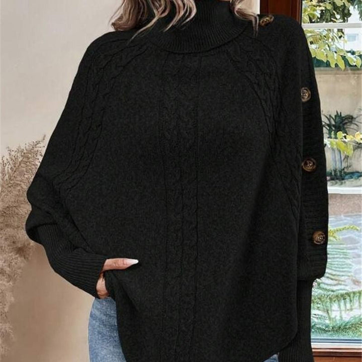 Rylee - Elegante Jersey Tipo Capa Con Cuello Alto Y Bajo Asimétrico