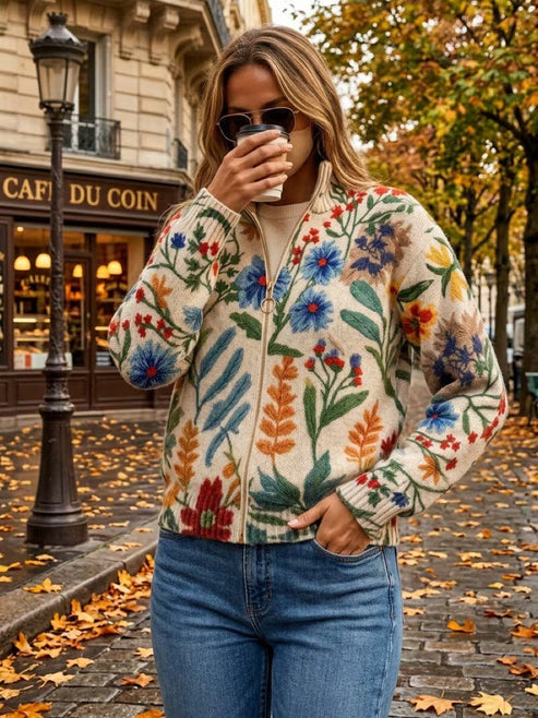 Davan - Cárdigan Con Cremallera Y Estampado Floral