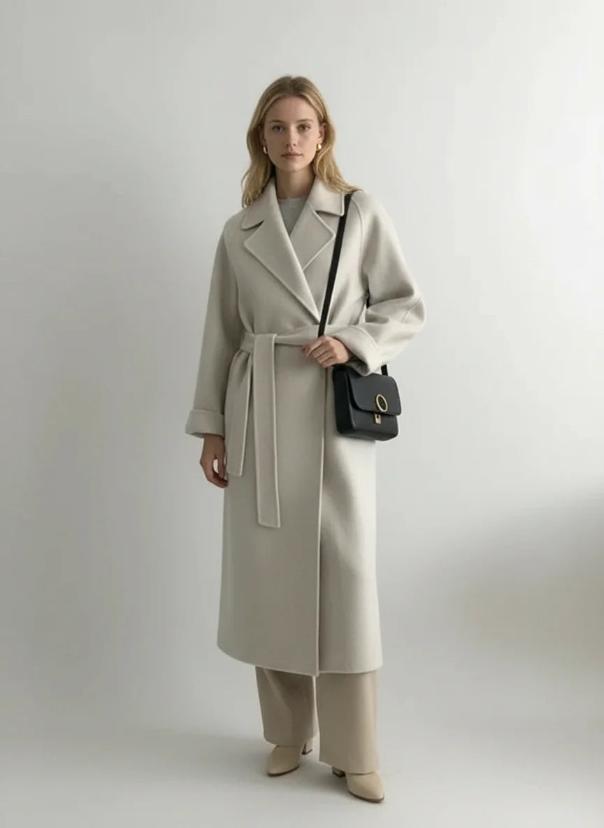 Shulamit - Elegante Abrigo De Manga Larga Con Cinturón