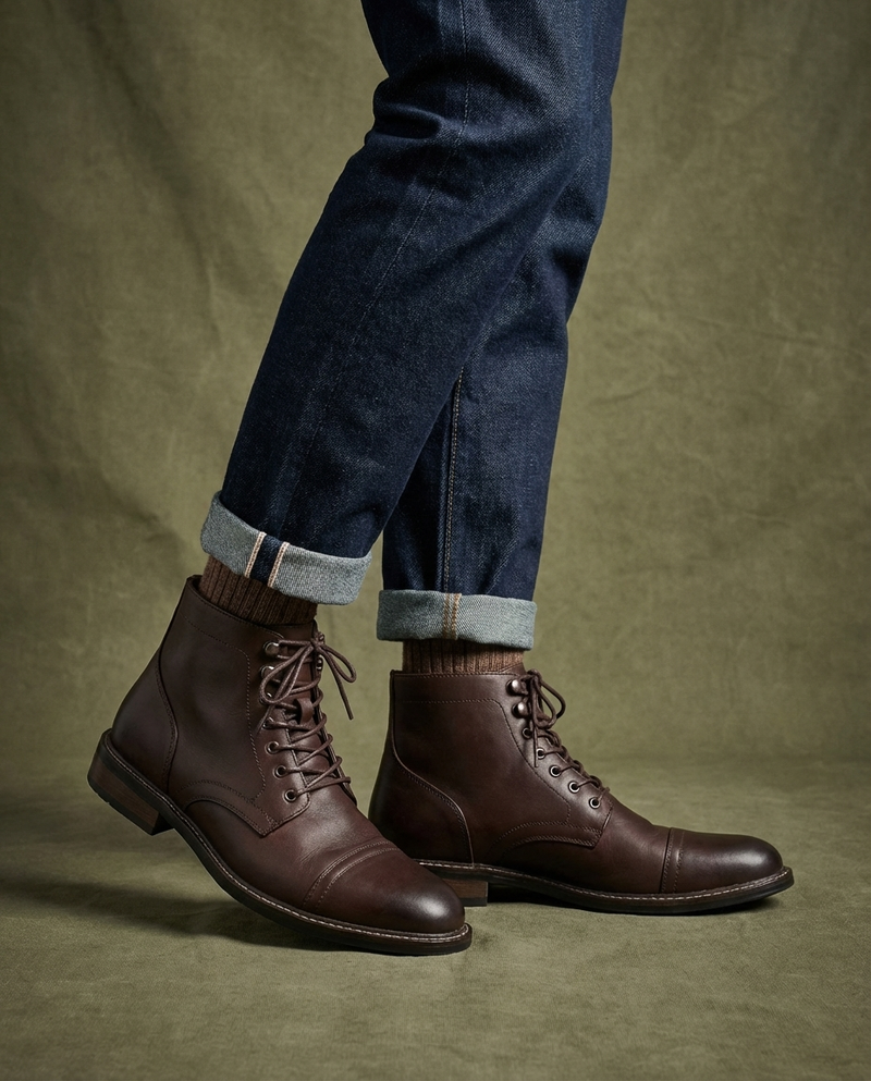 Andersan - Botas de Cuero Con Cordones